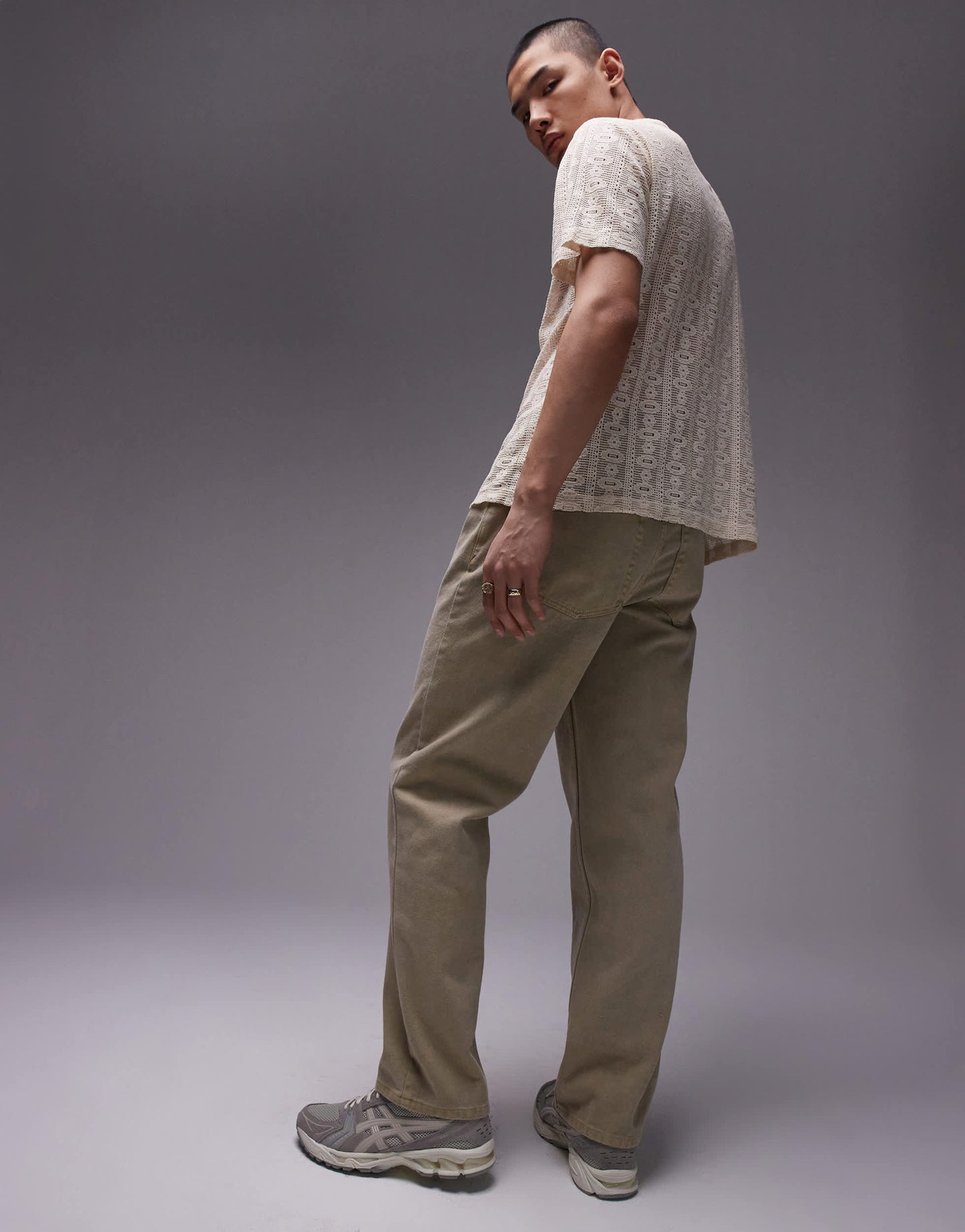 Topman straight trousers in khaki