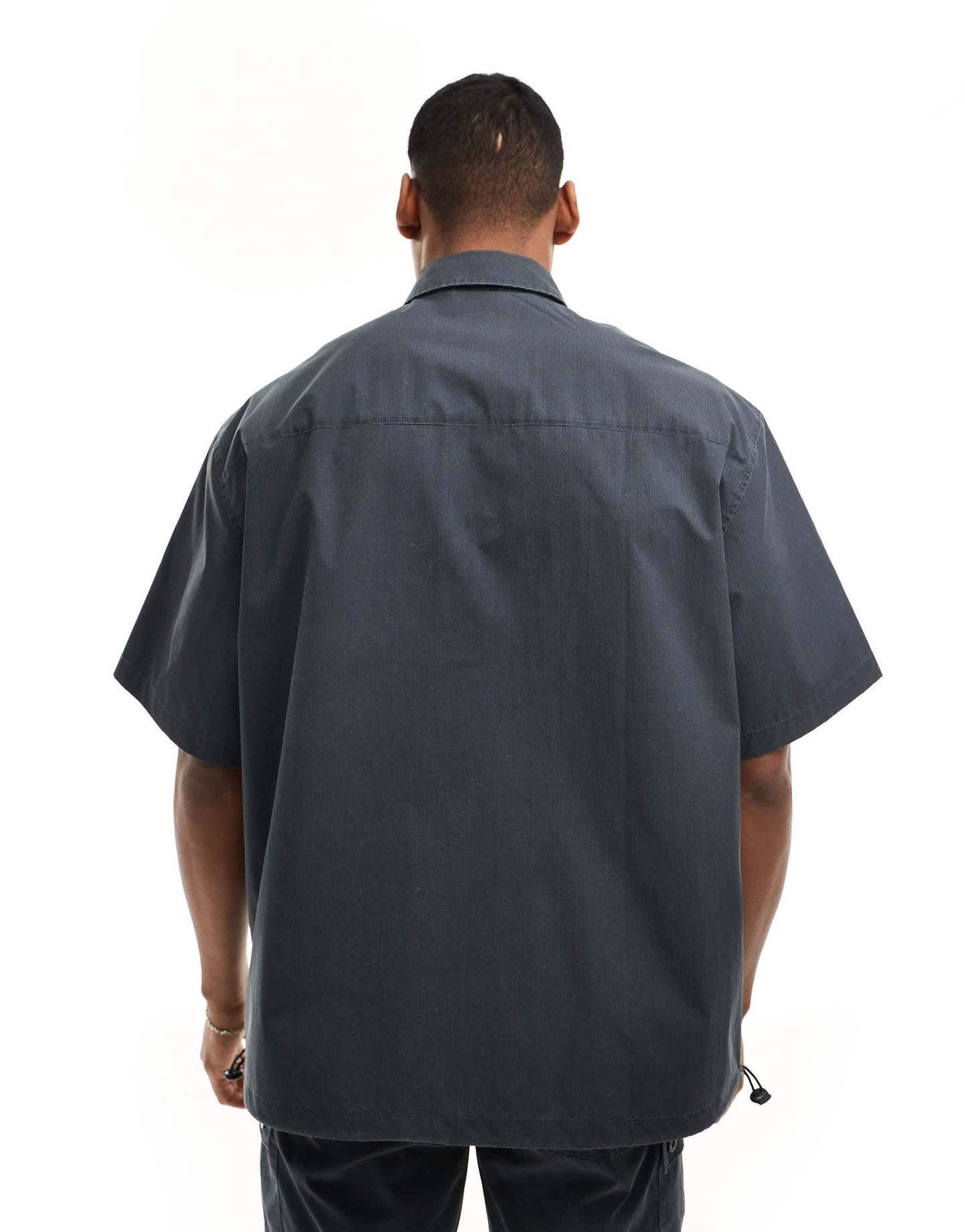 ASOS DESIGN co-ord overhead shirt with cargo pockets in charcoal