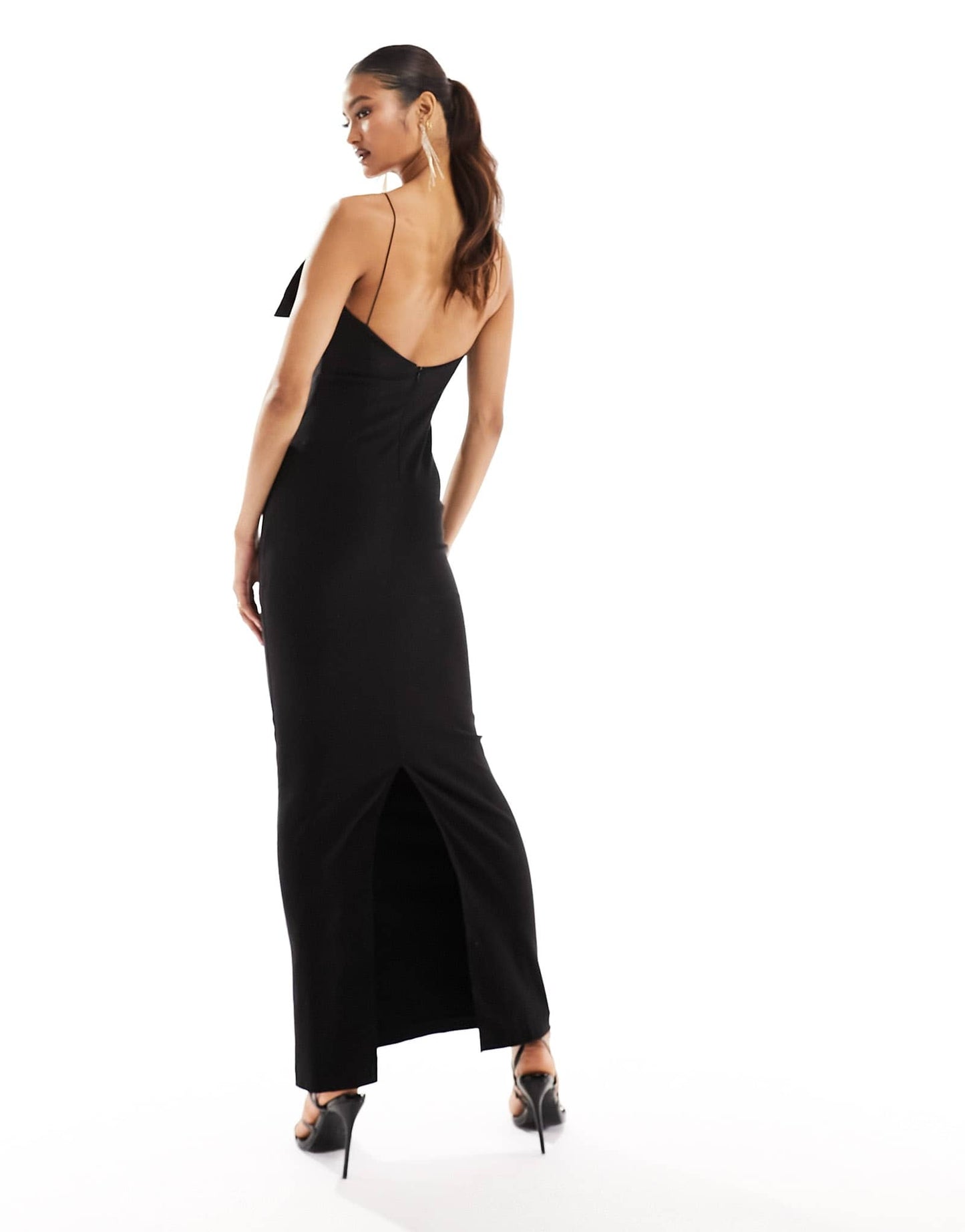 Vesper bengaline cami bow detail maxi dress in black