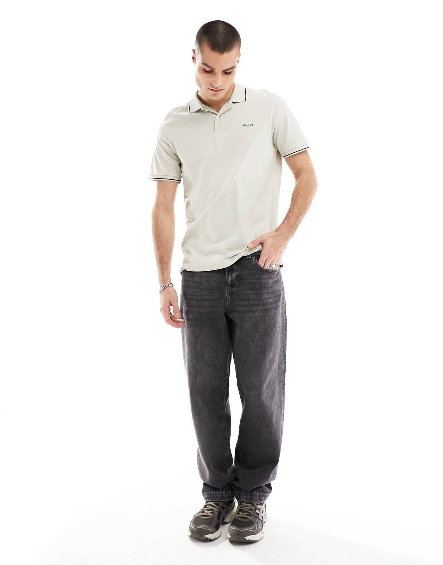 GANT logo tipped pique polo in beige
