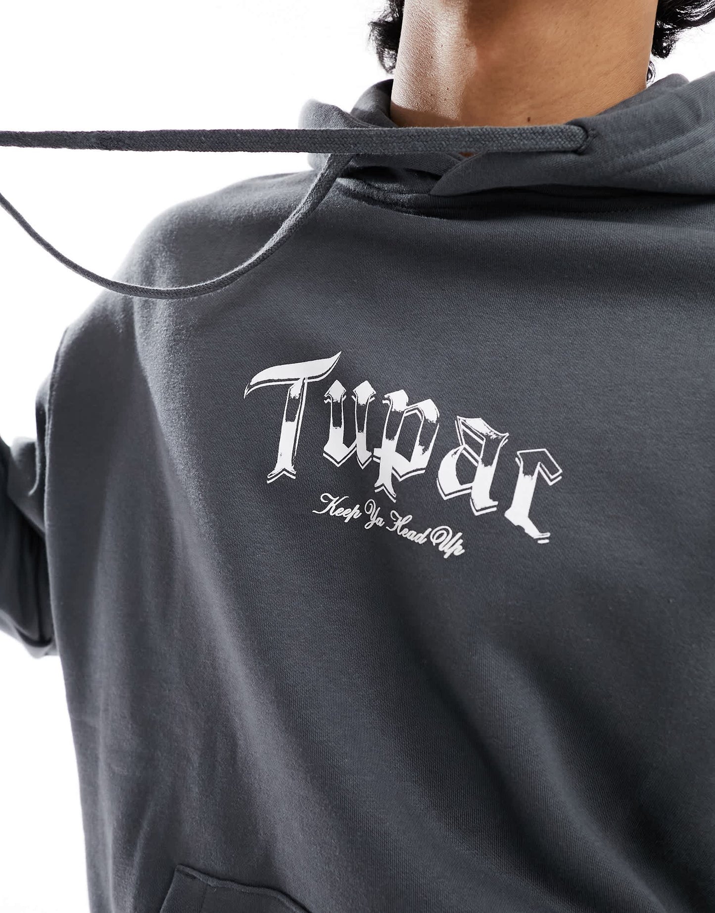 Pull&Bear Tupac hoodie in dark grey