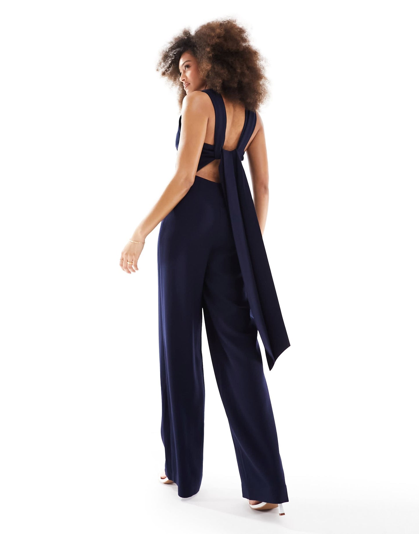 Whistles tie back maxi jumpsuit in navy