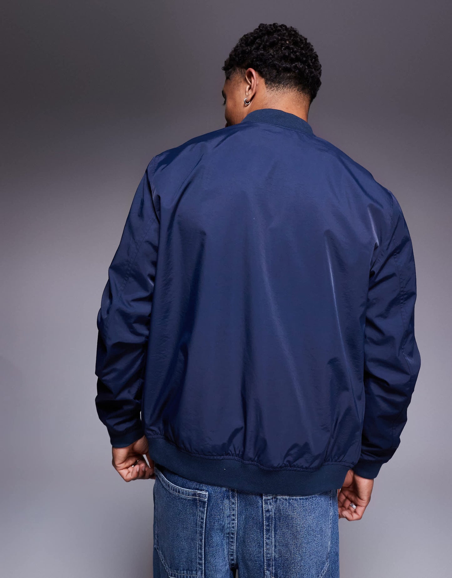 ASOS DESIGN lightweight bomber jacket in navy
