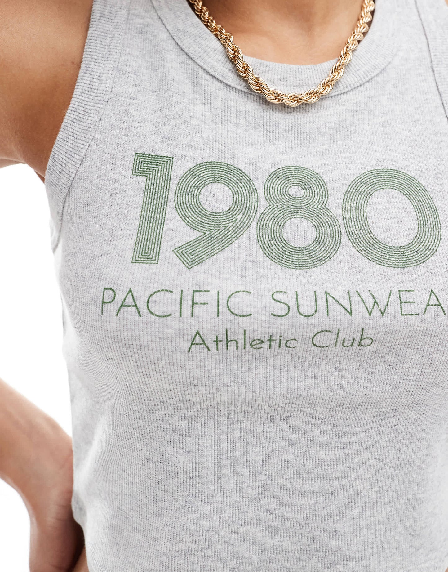 PacSun 1980 racer tank top in grey marl