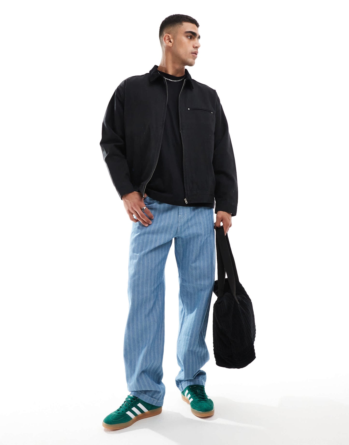 ASOS DESIGN harrington jacket in washed black - BLACK