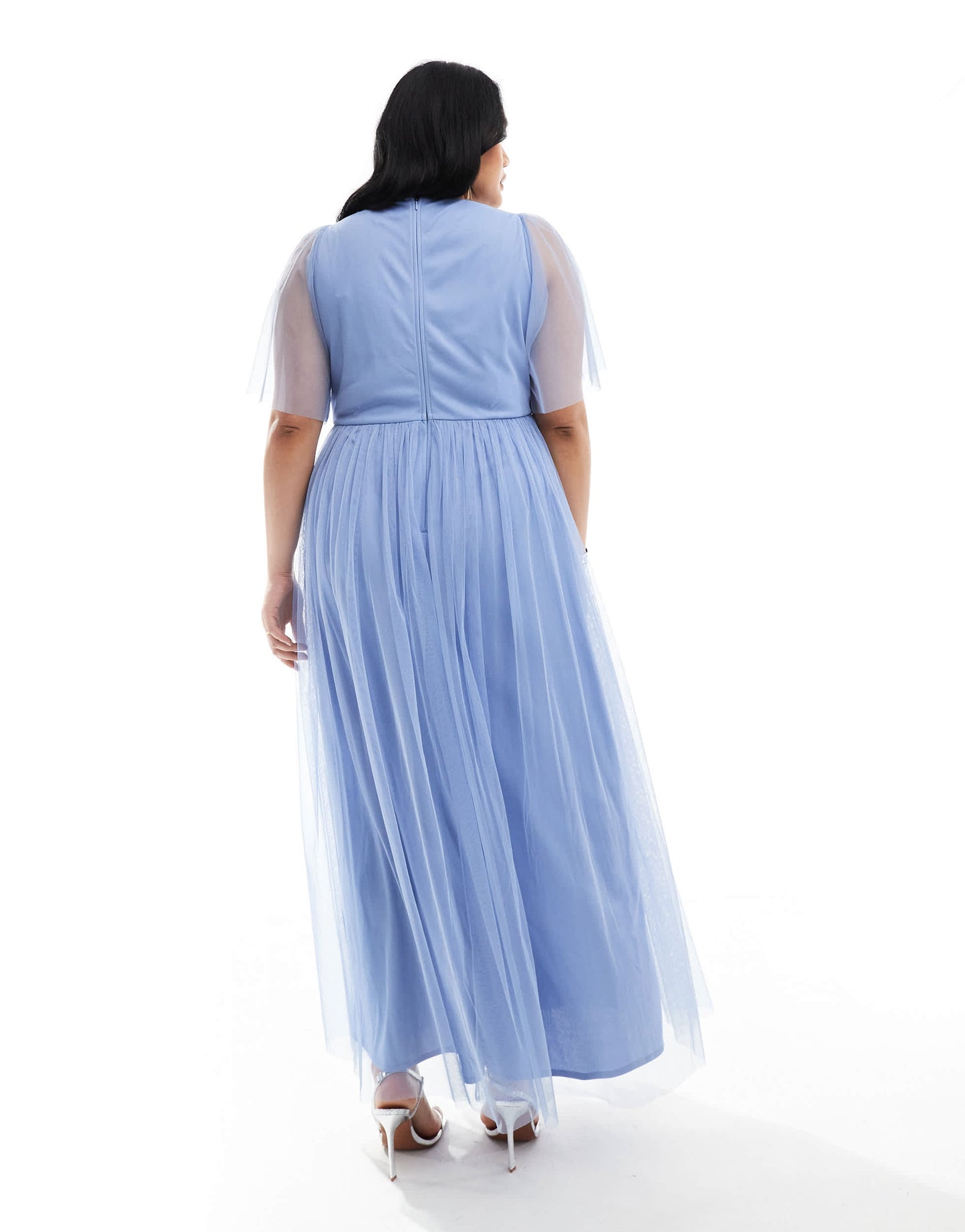 Anaya Plus twist tulle maxi dress in soft blue