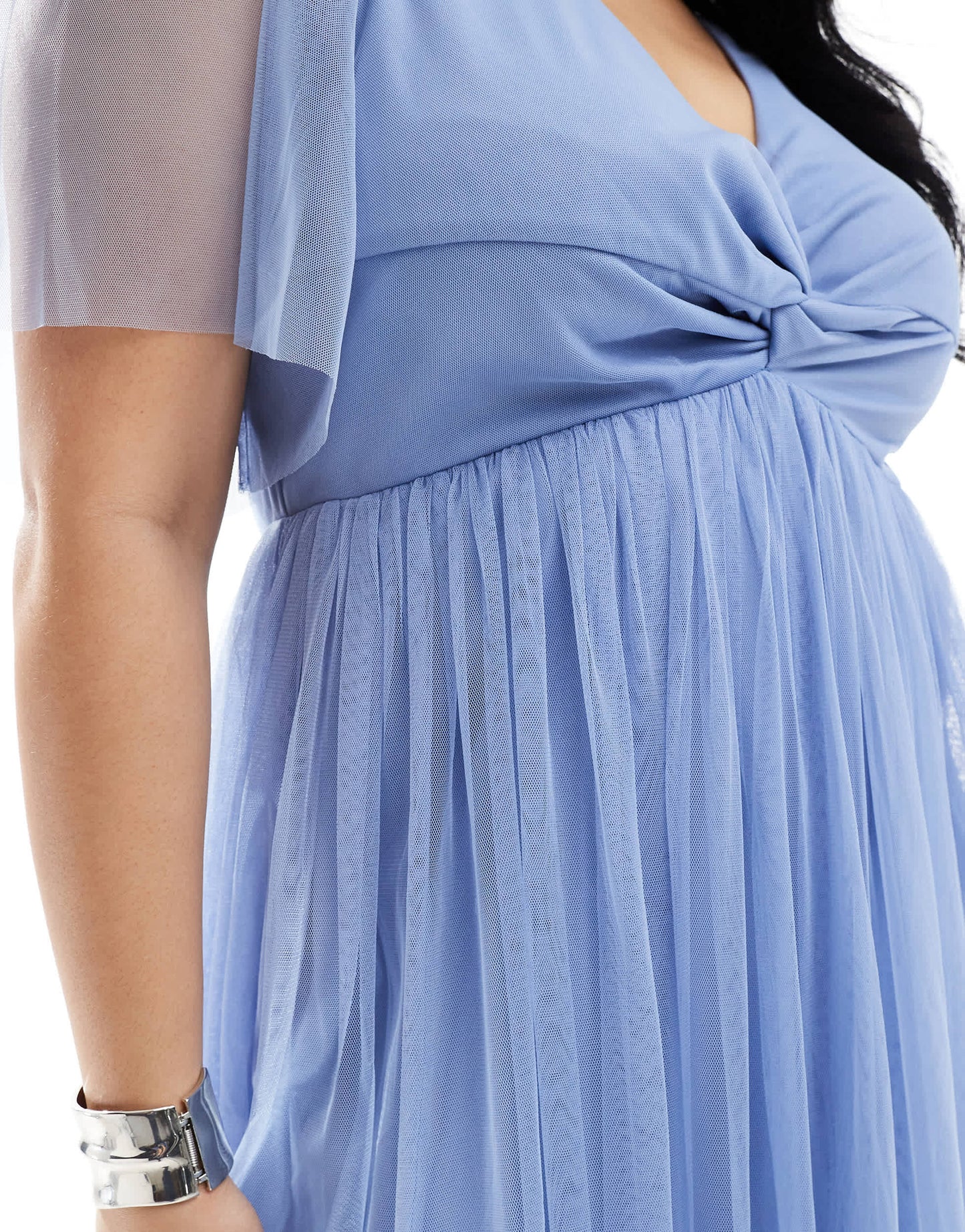 Anaya Plus twist tulle maxi dress in soft blue