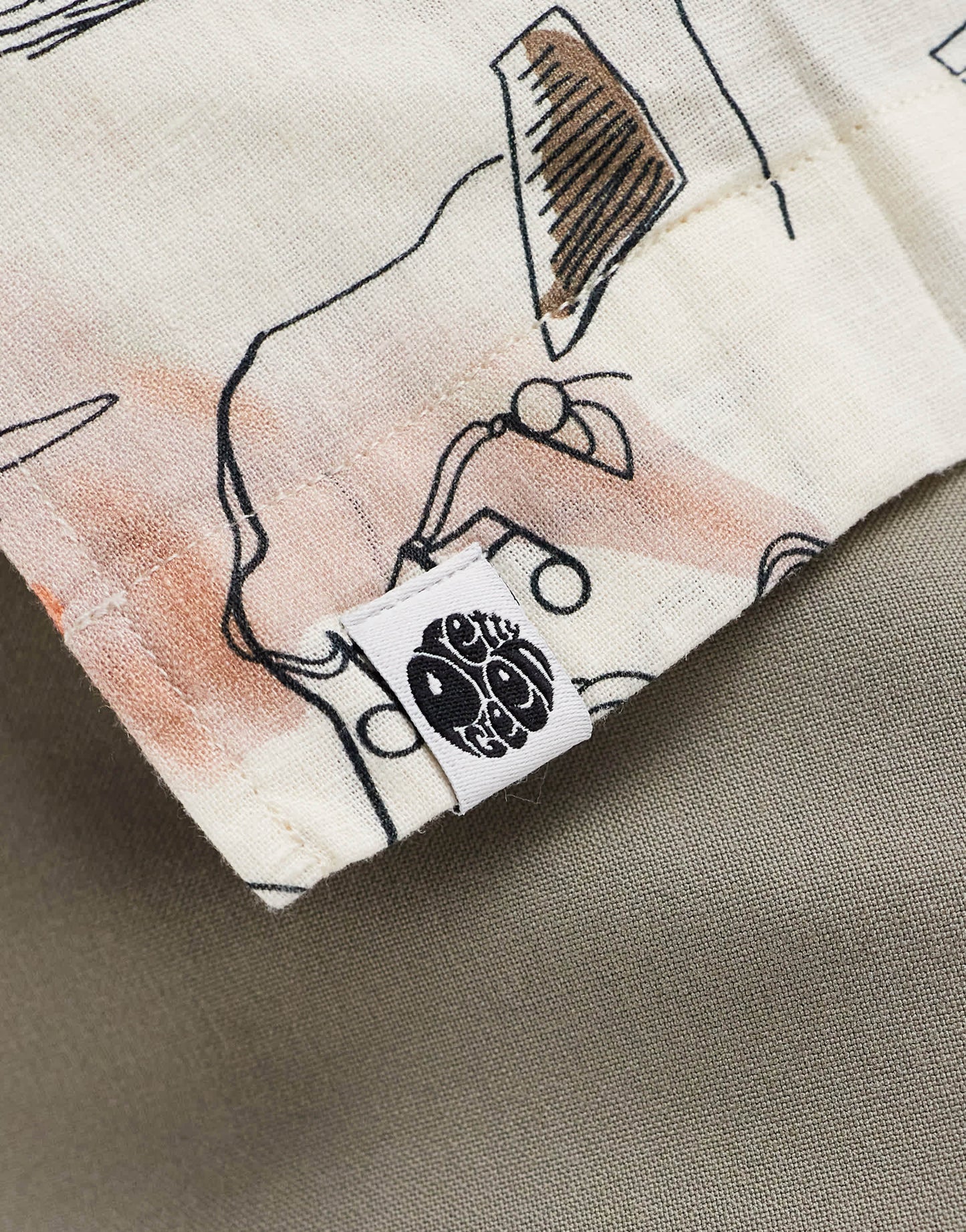 Pretty Green music sketch print short sleeve linen shirt in ecru