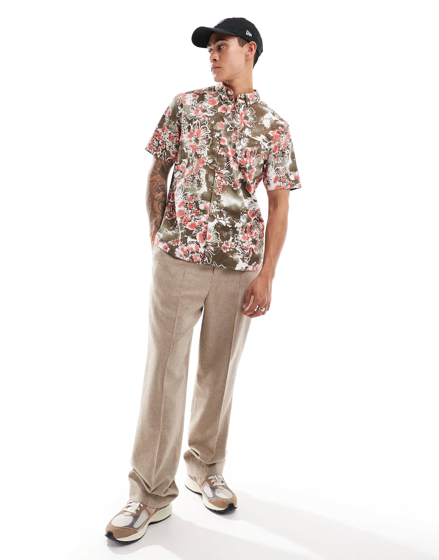 Pretty Green tropical floral print short sleeve shirt in multi