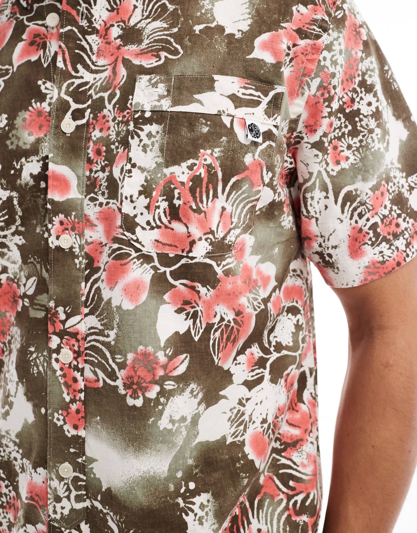 Pretty Green tropical floral print short sleeve shirt in multi