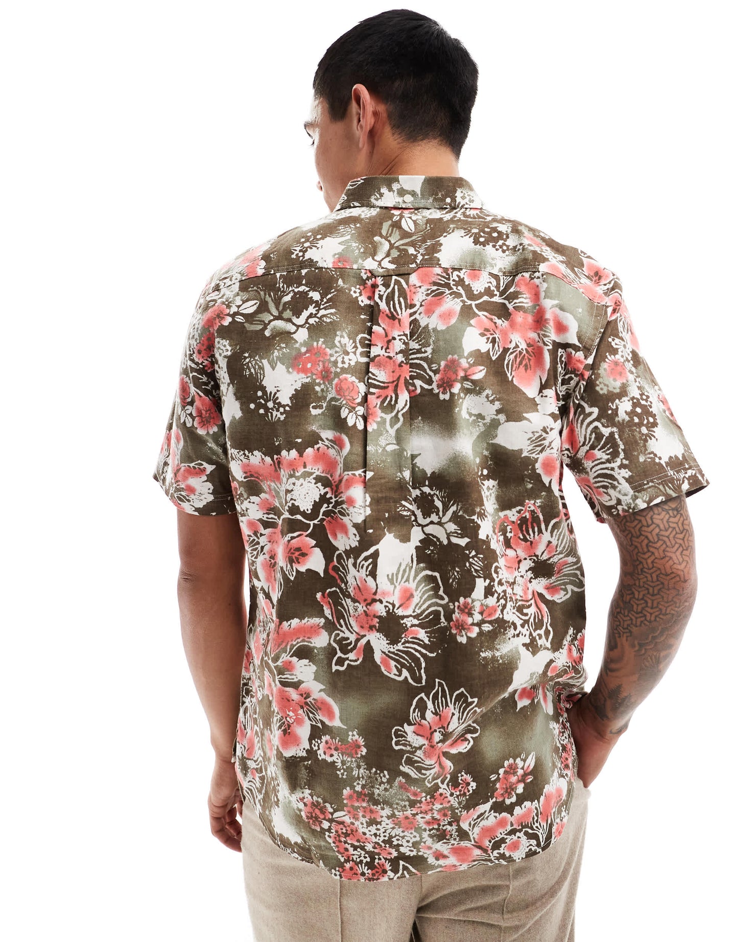 Pretty Green tropical floral print short sleeve shirt in multi