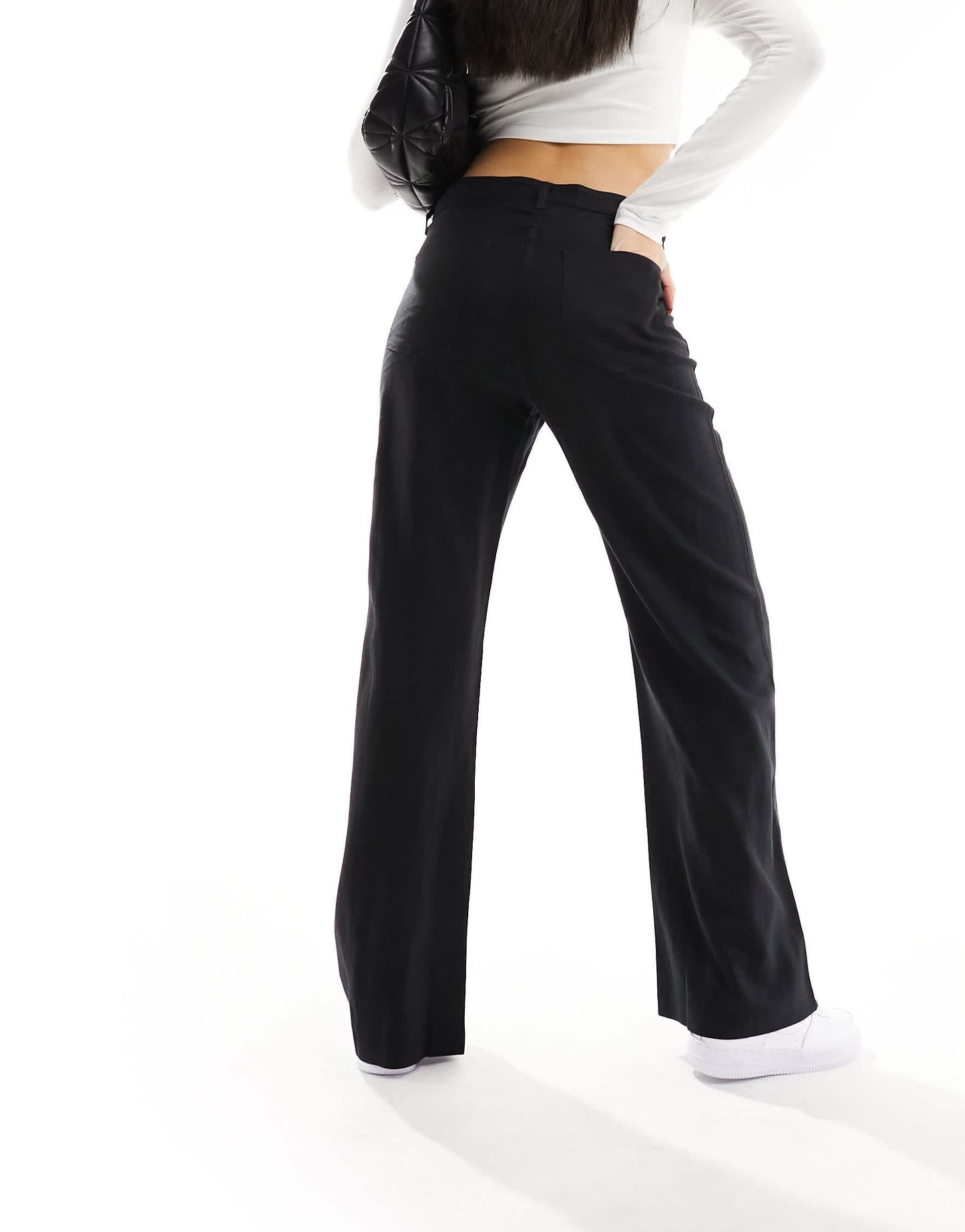 Weekday Tiana linen mix trousers in black