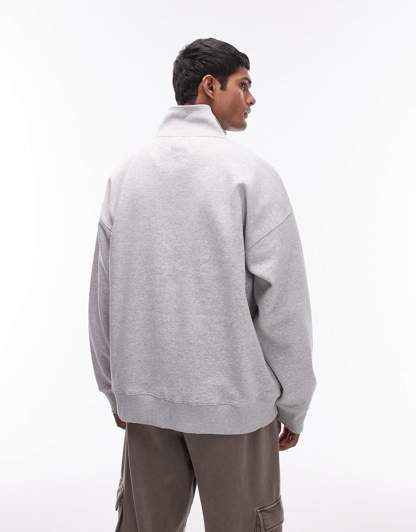 Topman premium heavyweight 2 pack full zip funnel sweatshirt in grey marl and black