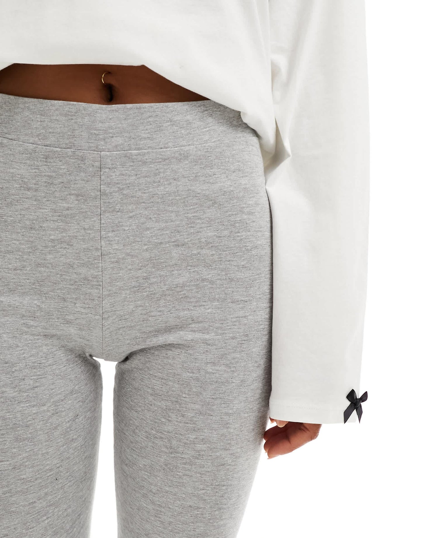 Monki stretch cropped capri pants in grey melange