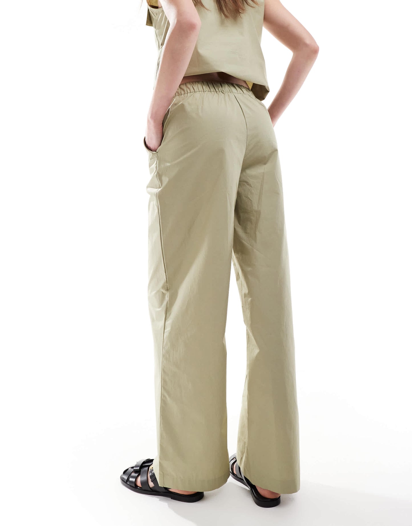 JDY wide leg trouser co-ord in sage green