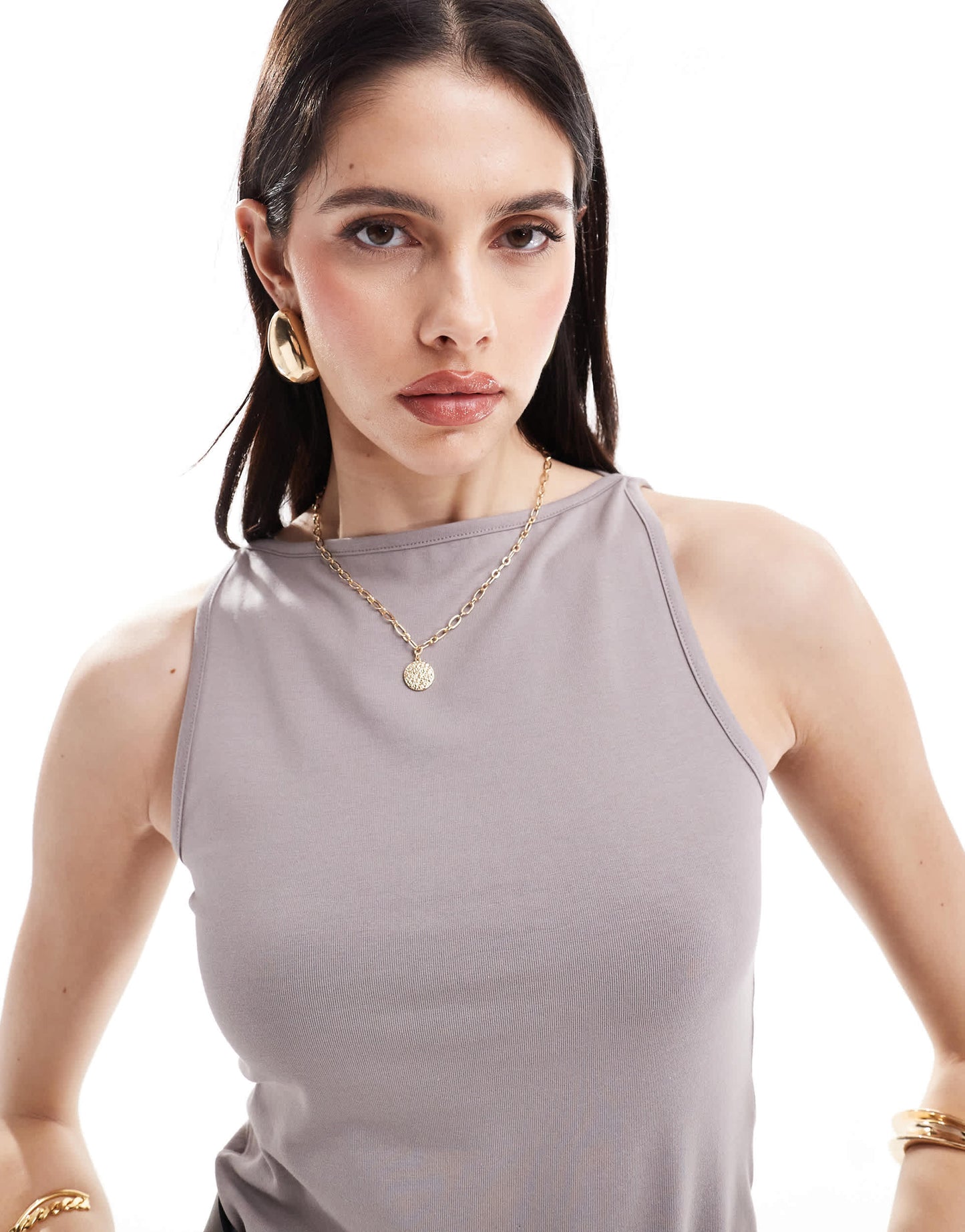 ASOS DESIGN high neck vest in grey