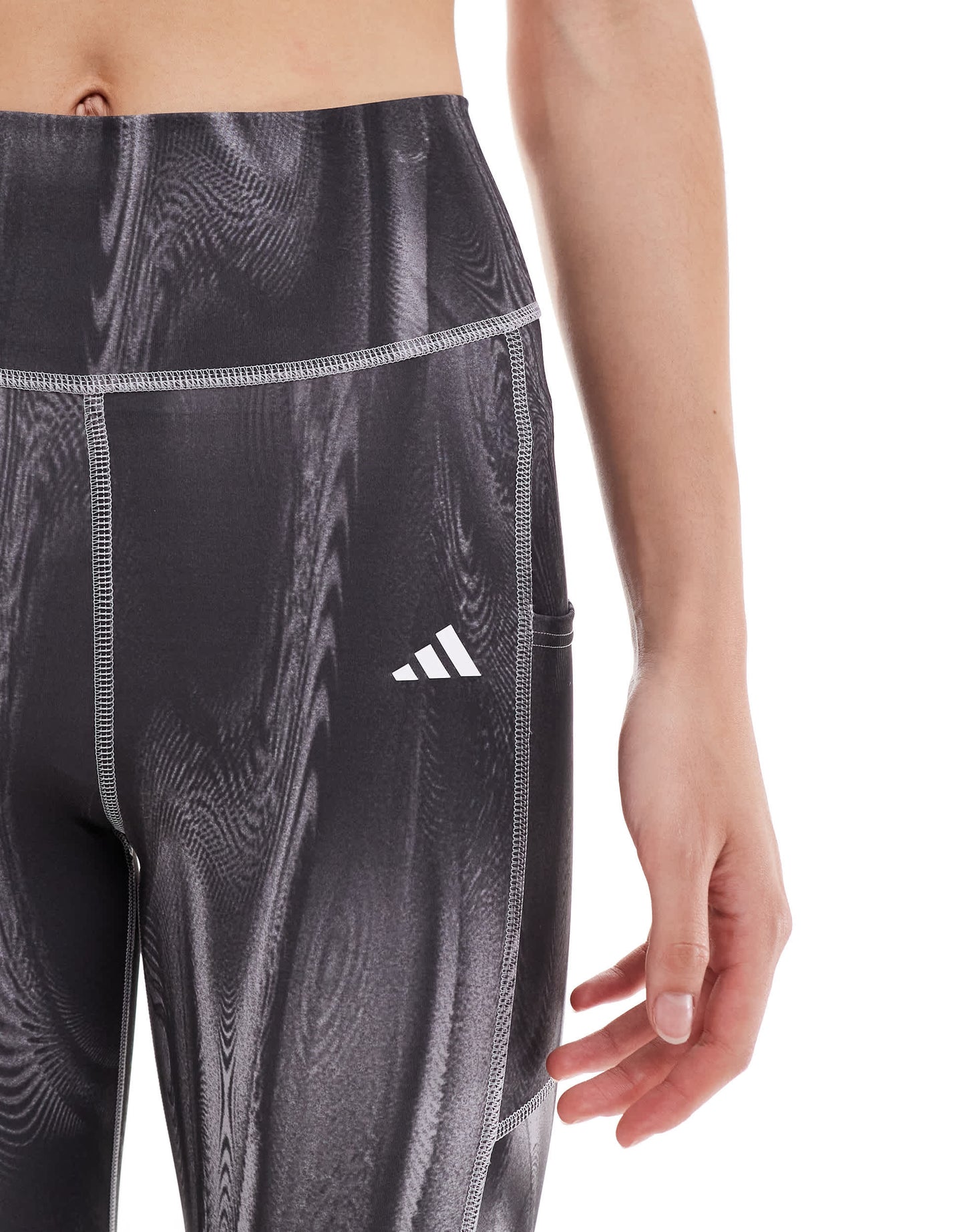 adidas Training leggings with phone pocket in grey print