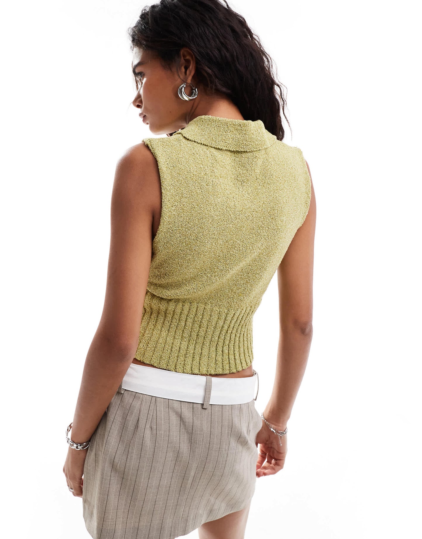 Emory Park button through knitted top in sage green
