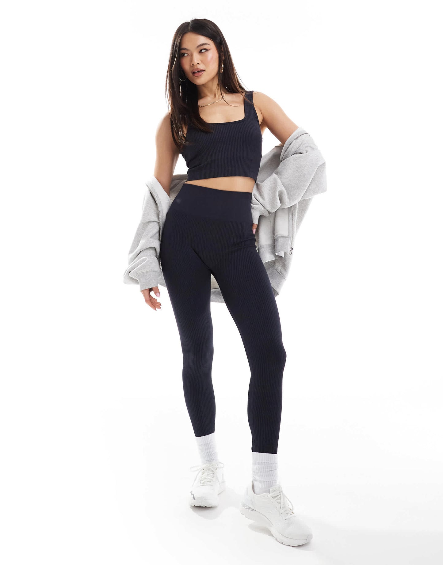 4505 Icon seamless rib square neck vest in navy