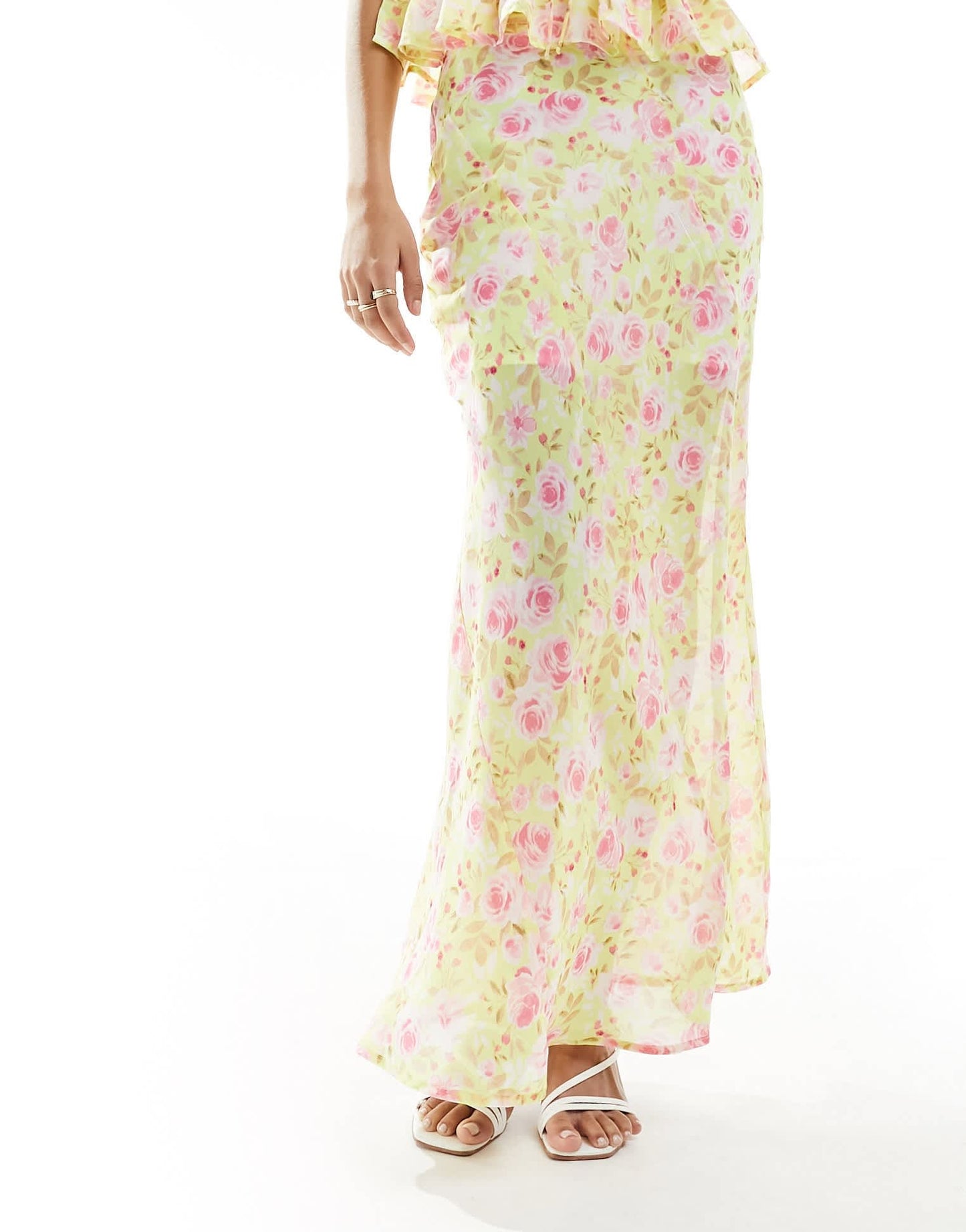 ASOS DESIGN spliced detail co-ord maxi skirt in floral print