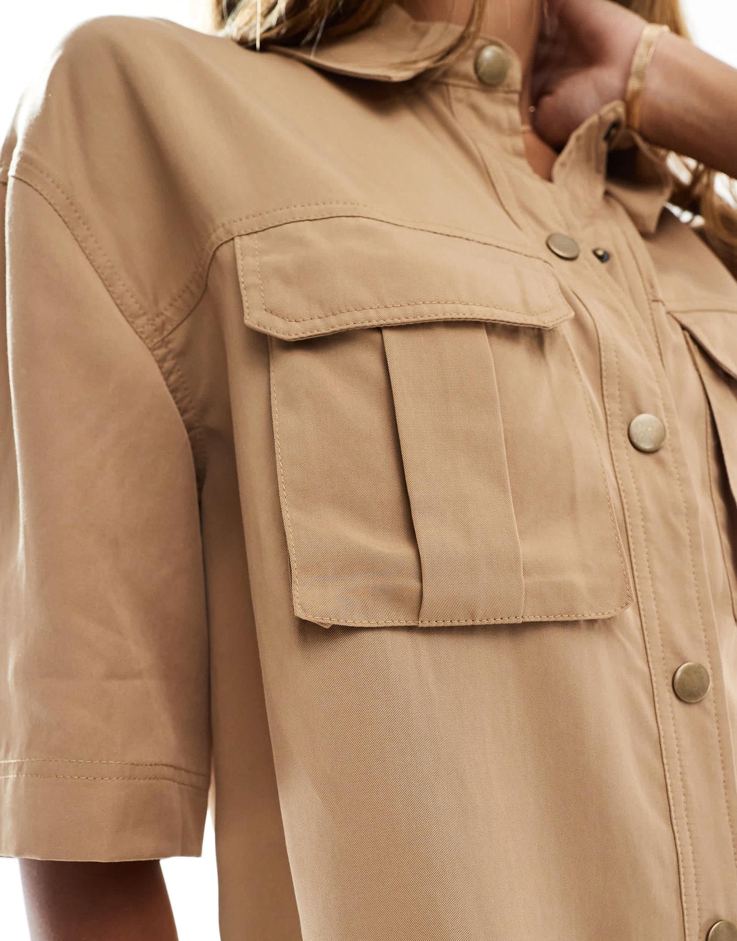 ASOS DESIGN soft utility shirt in camel