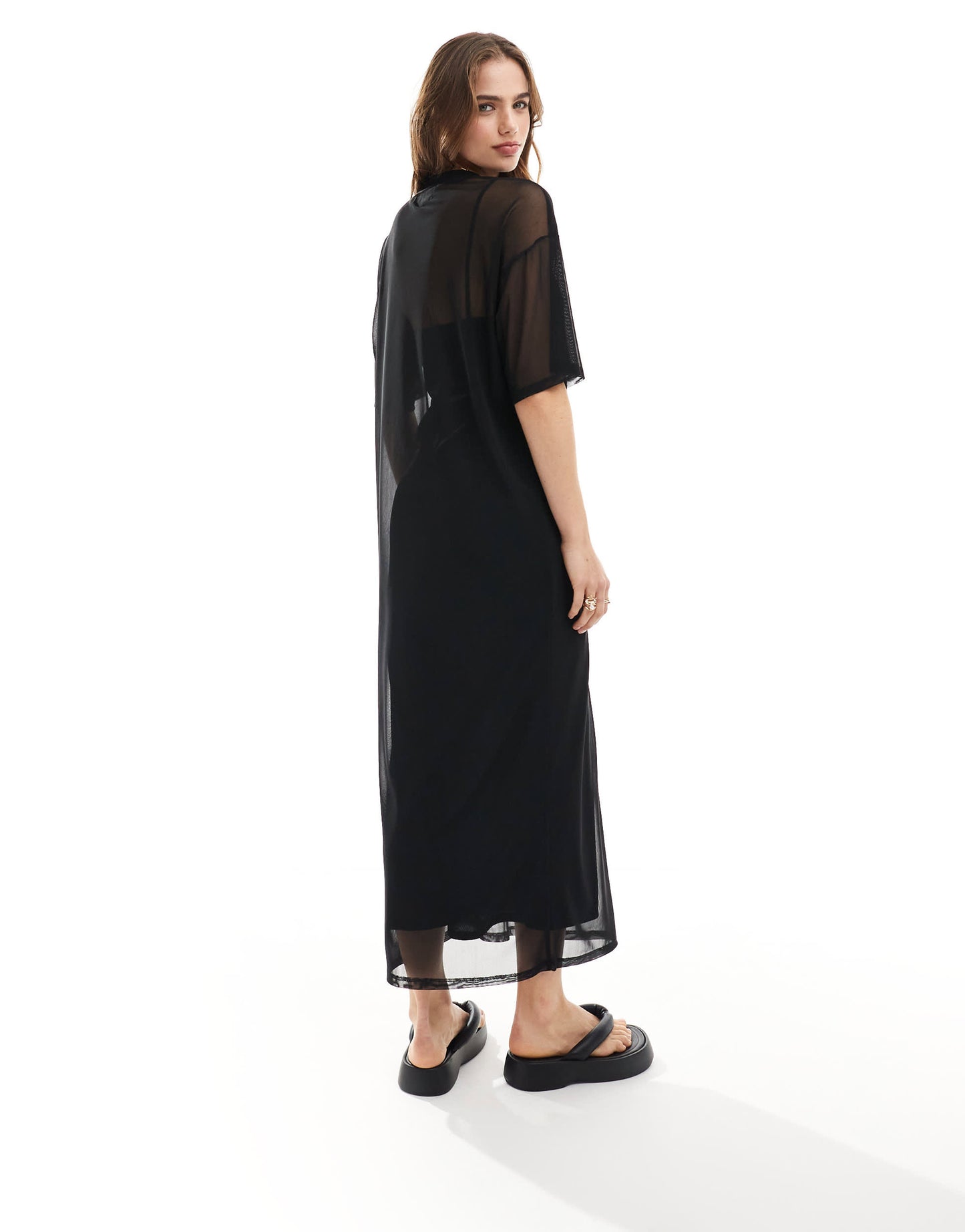 ASOS DESIGN mesh t-shirt dress in black