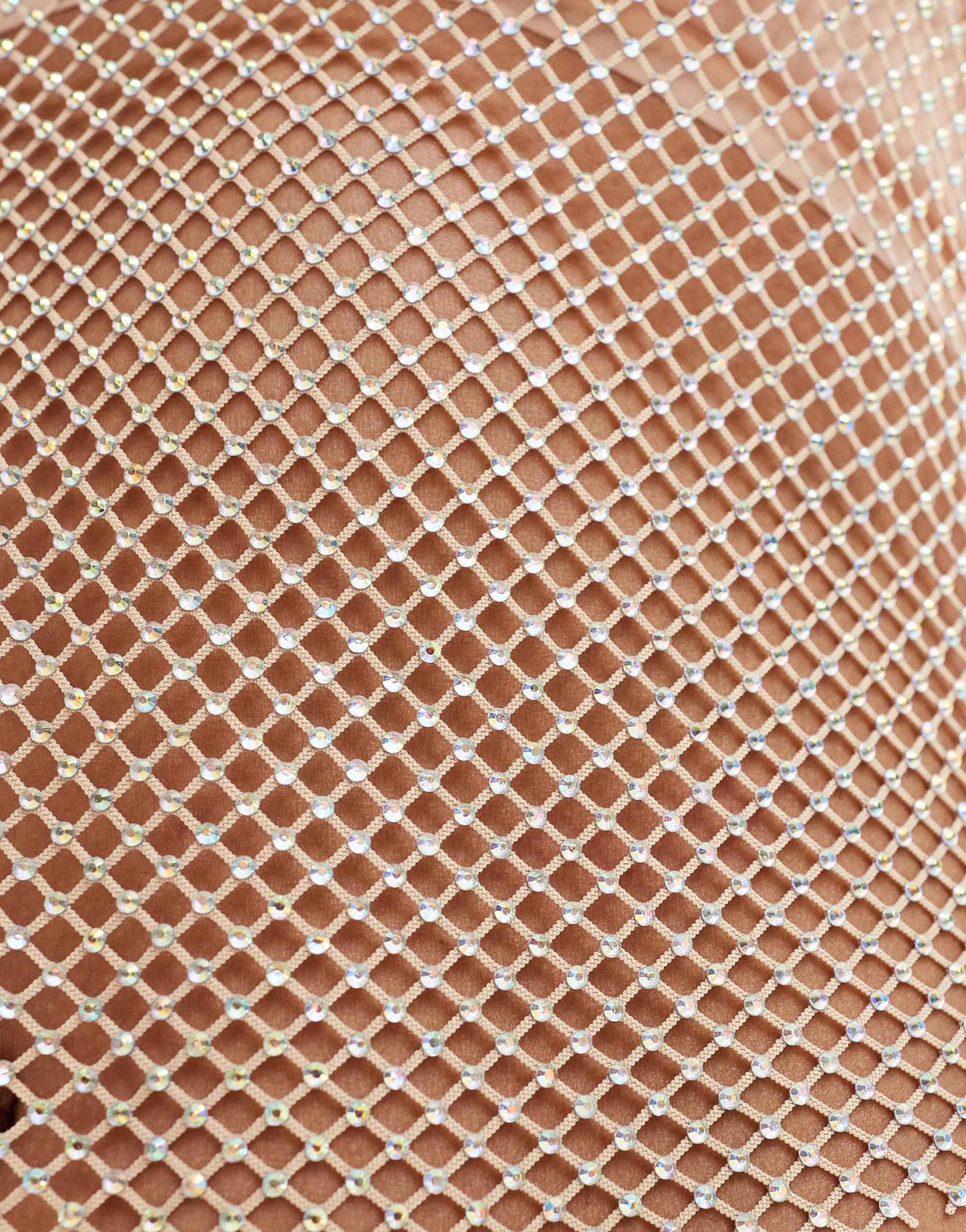 ASOS DESIGN co-ord tank top with binding in hotfix fishnet in gold