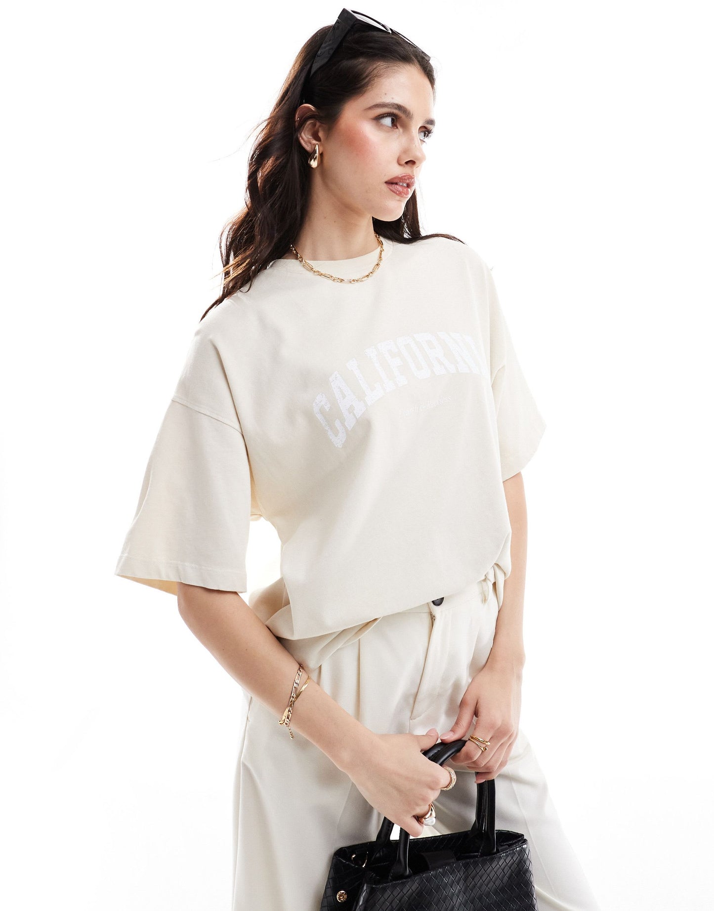 4th & Reckless California logo oversized t-shirt in cream
