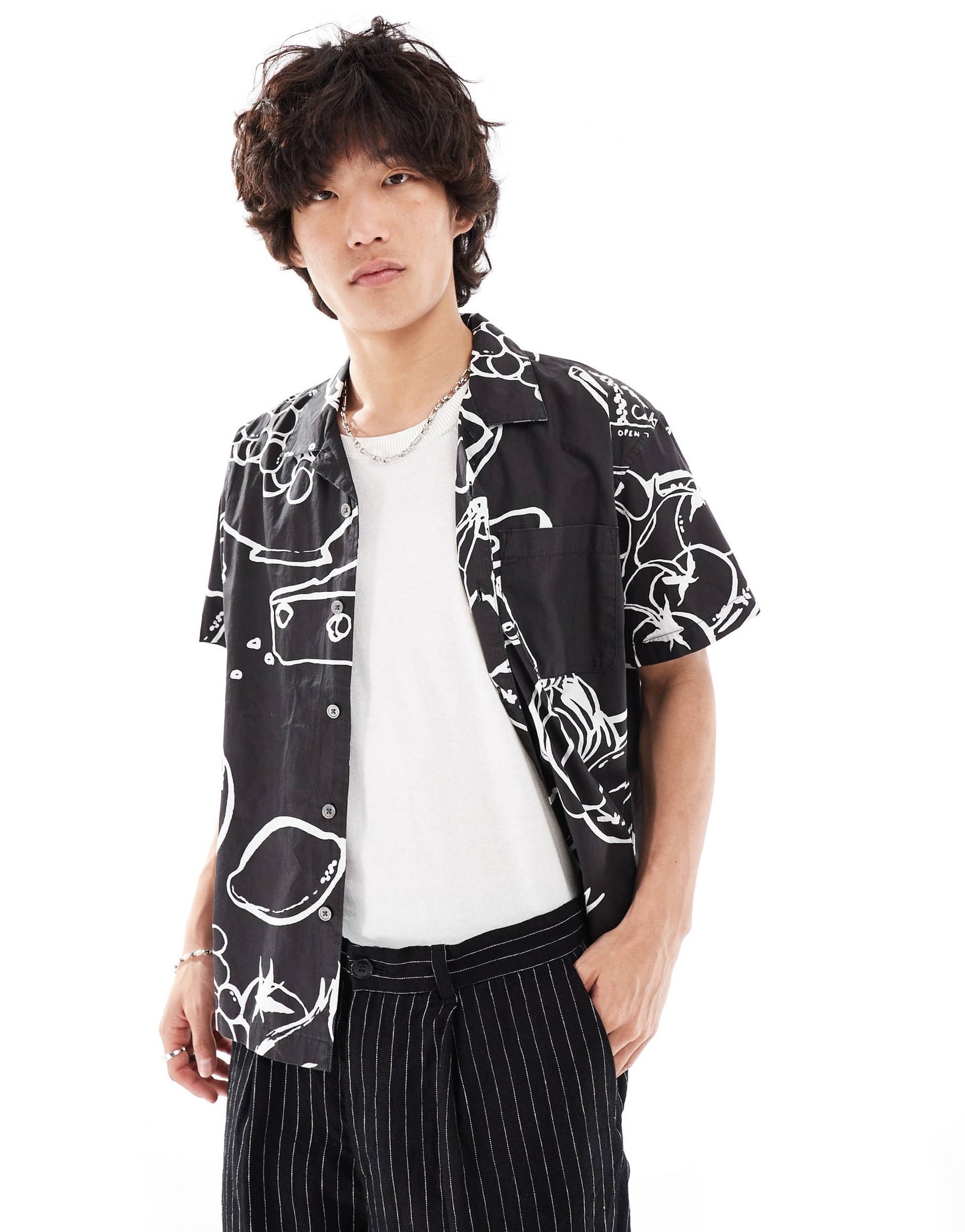 Obey still life printed short sleeve shirt in black