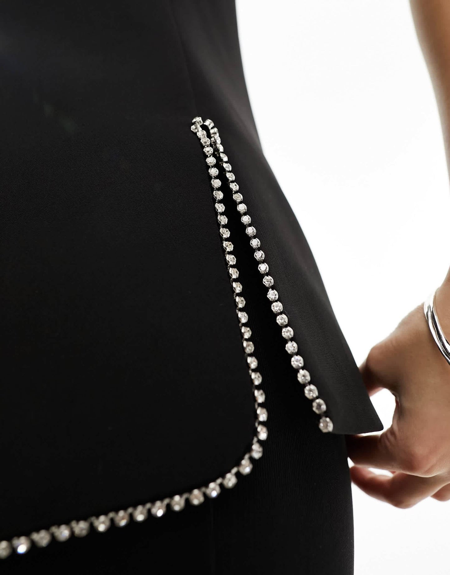 River Island bandeau diamante top in black