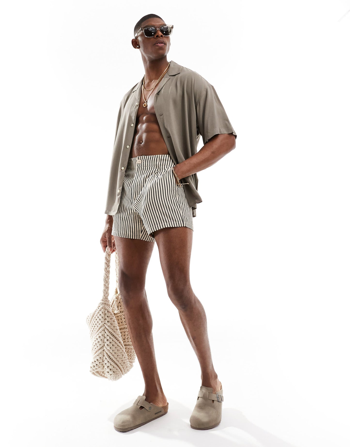 ADPT oversized revere collar shirt in beige
