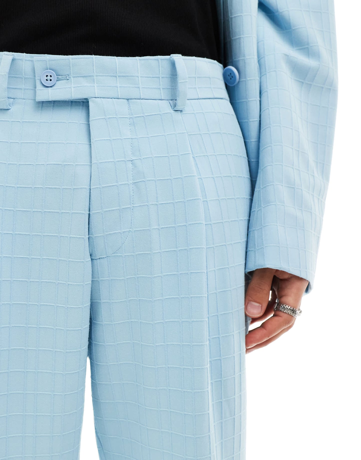 Viggo zidan printed oversized suit trousers in baby blue