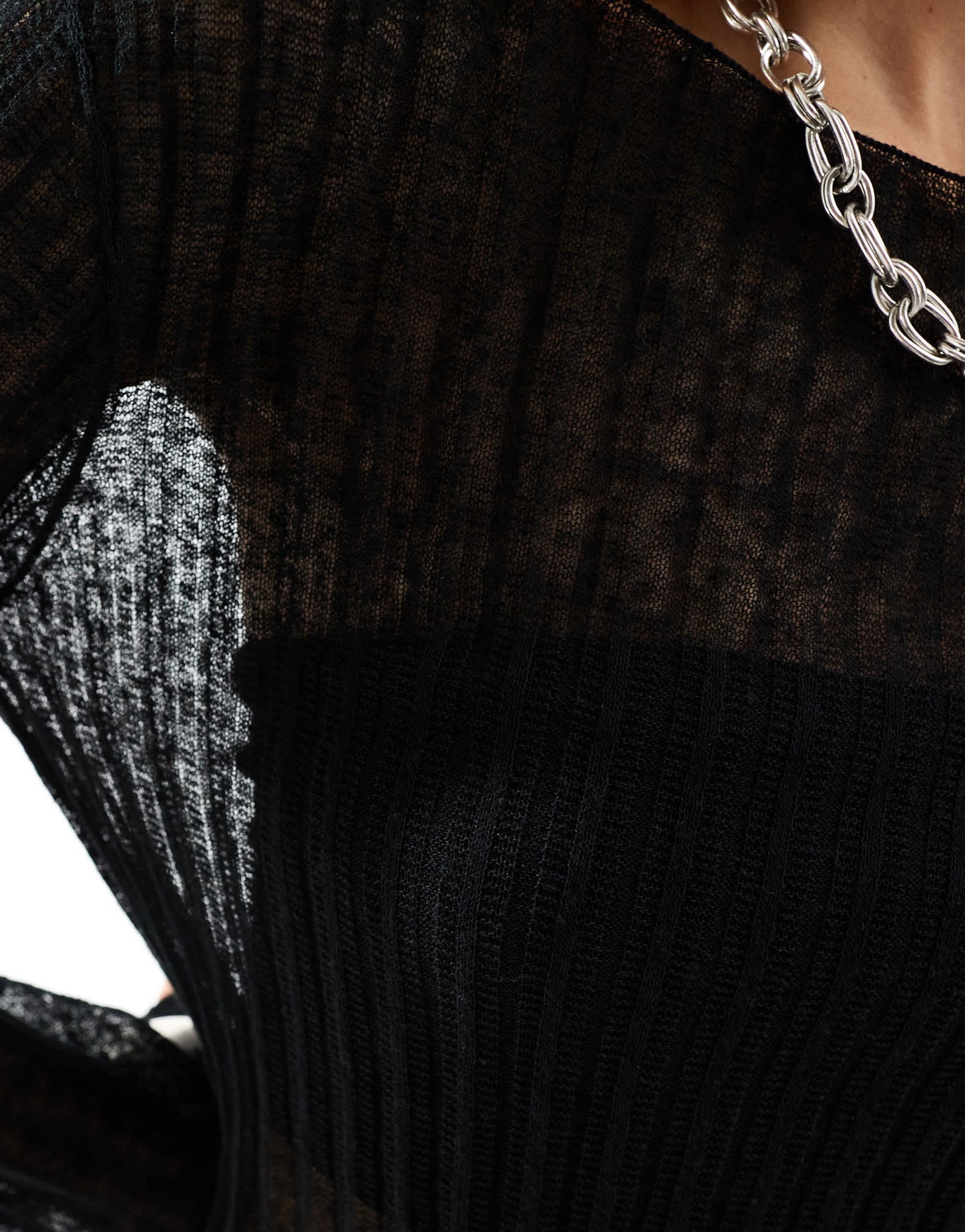 Weekday Molly sheer knit mini dress in black