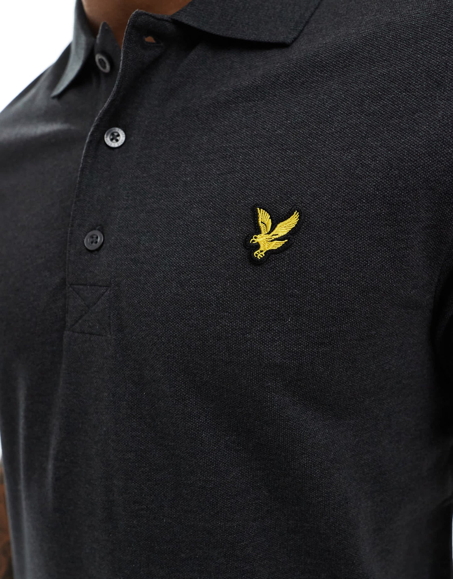 Lyle & Scott icon logo pique polo in charcoal marl