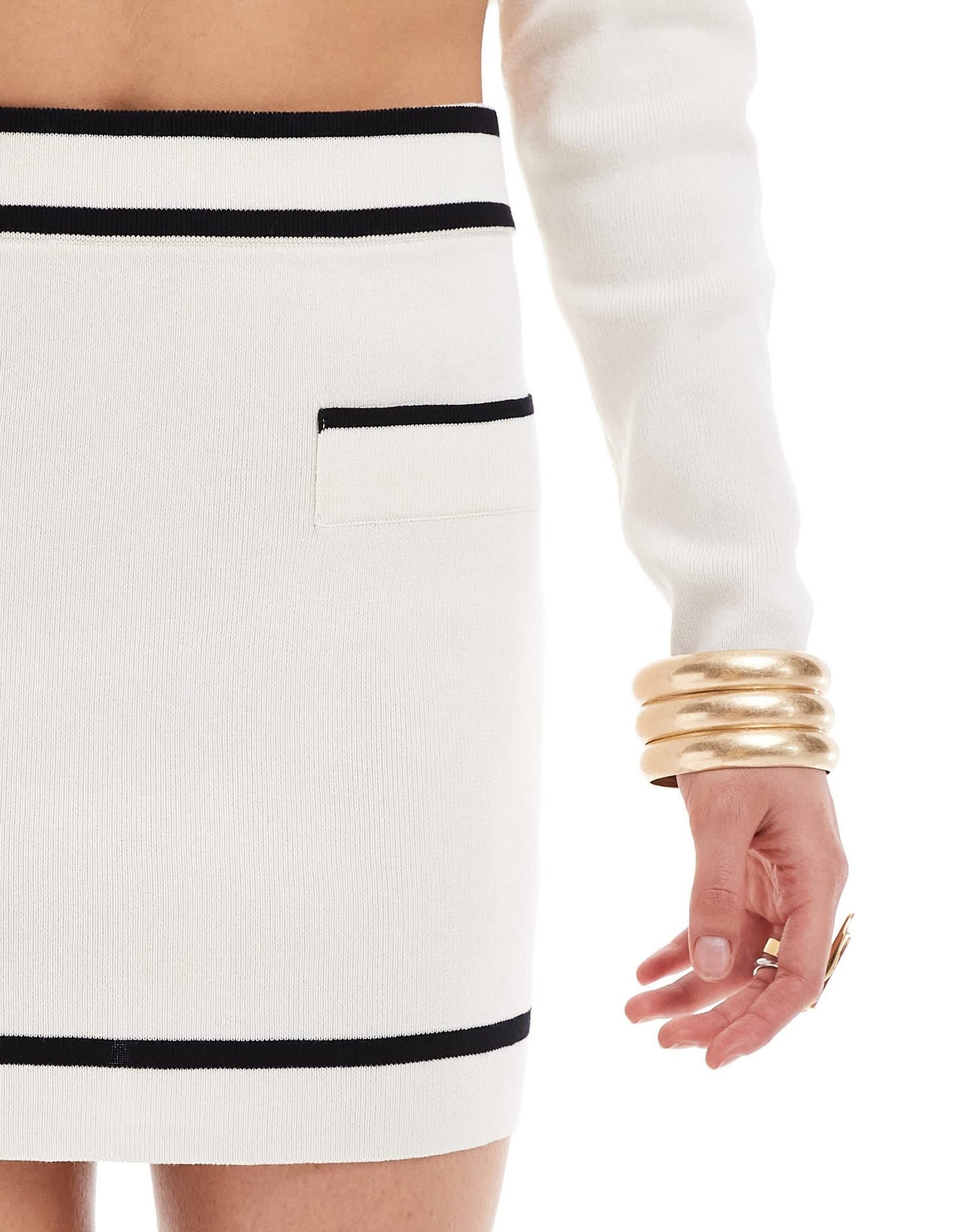 Vero Moda fine knit contrast mini skirt co-ord in monochrome