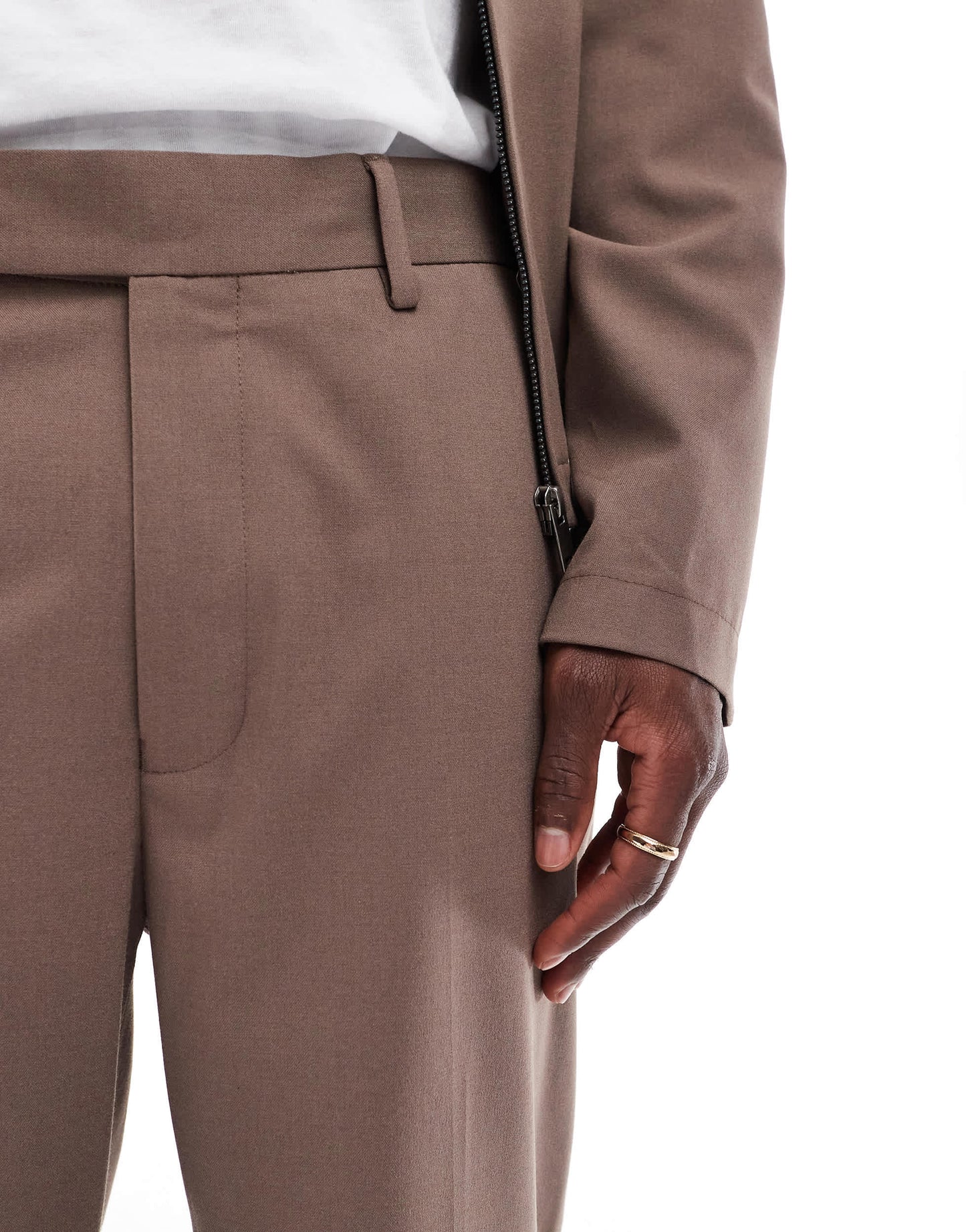 ASOS DESIGN smart co-ord straight fit trousers in light brown