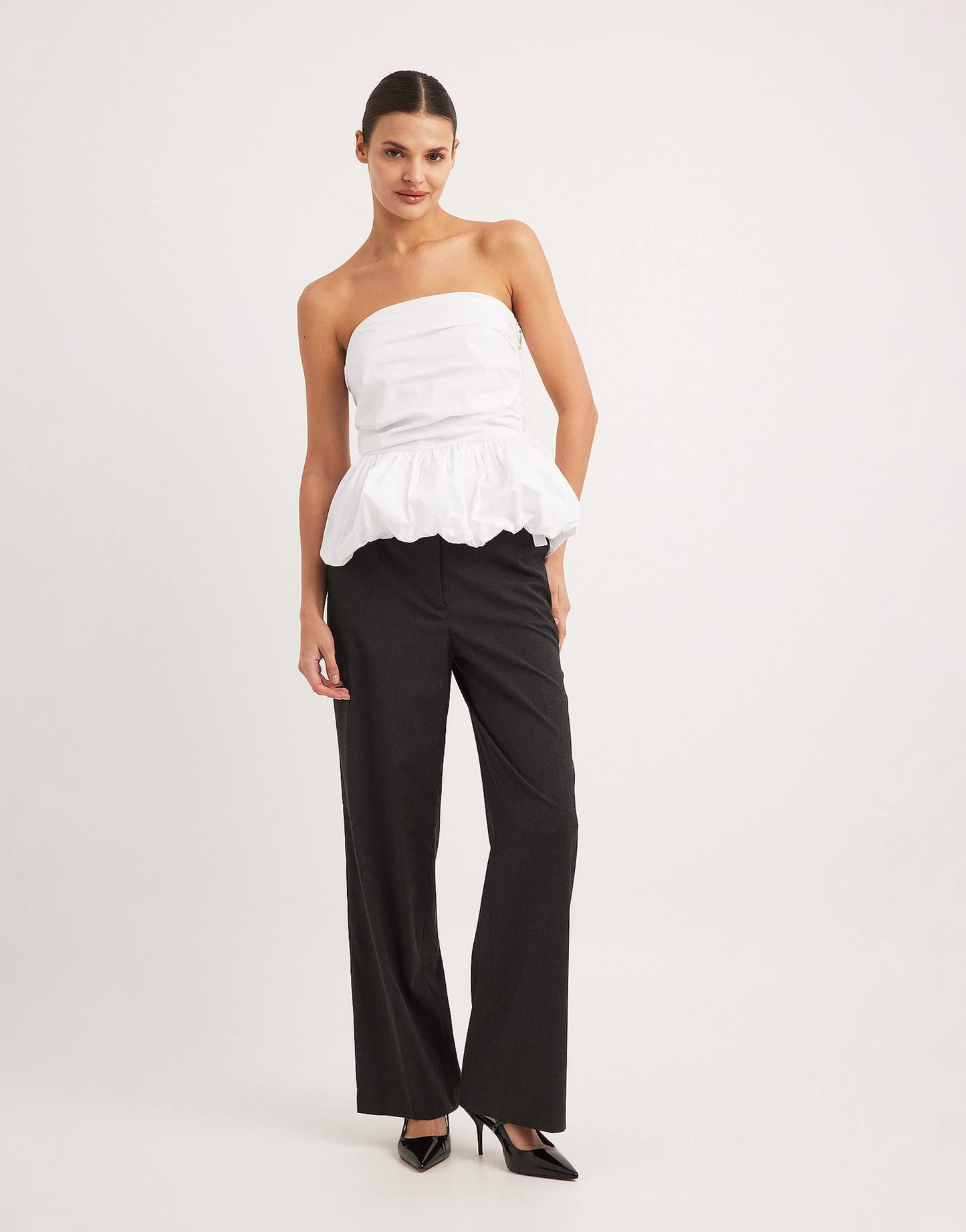 NA-KD peplum top in off white
