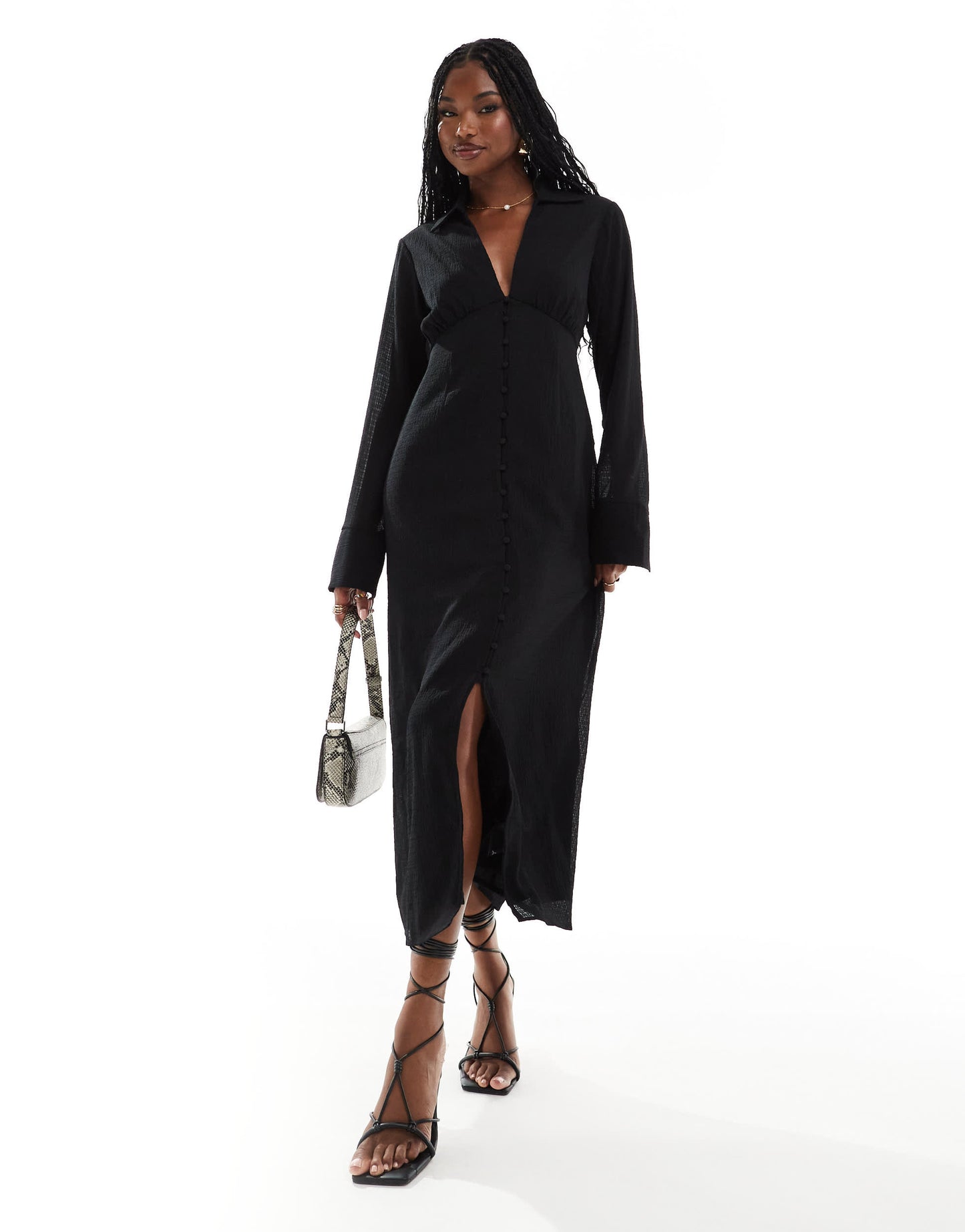 NA-KD button down midi dress in black