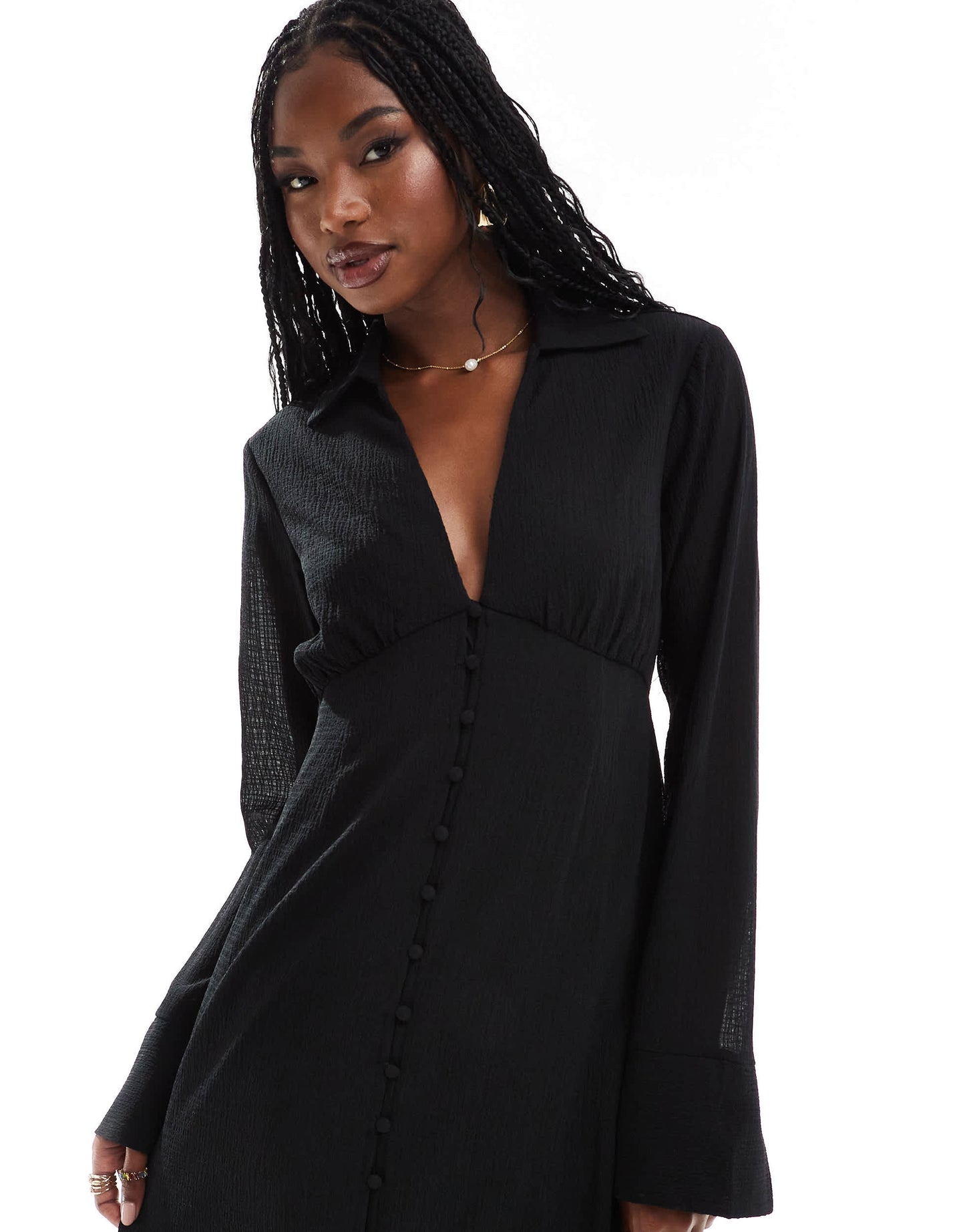 NA-KD button down midi dress in black