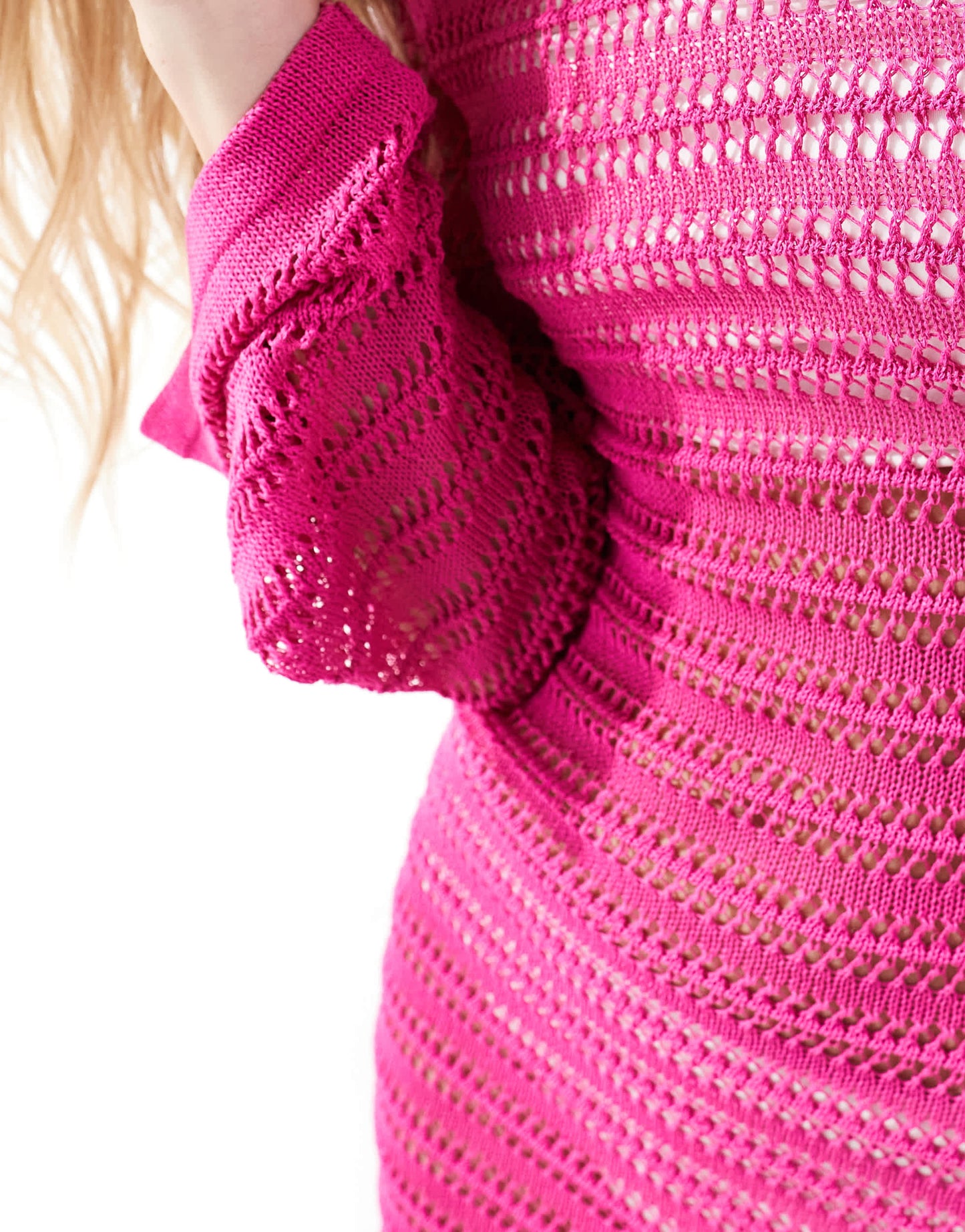 Threadbare crochet mini dress in hot pink