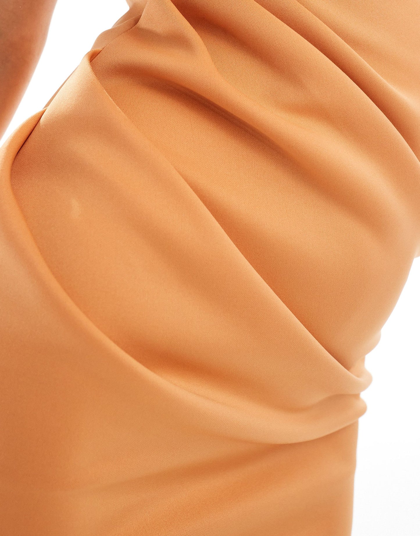ASOS DESIGN asymmetric high neck minimal midi dress in peach