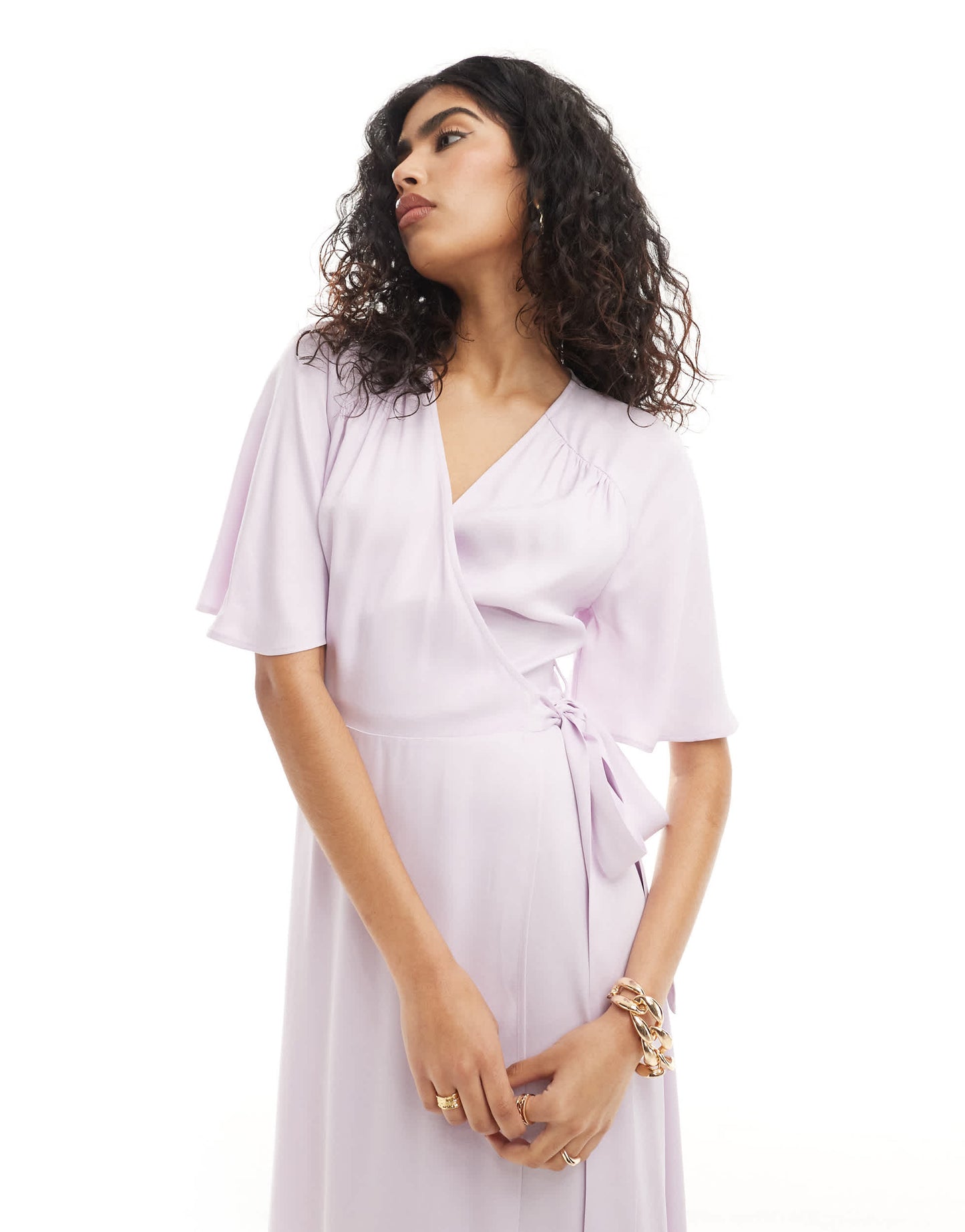 Maids to Measure Bridesmaid wrap maxi dress in lilac