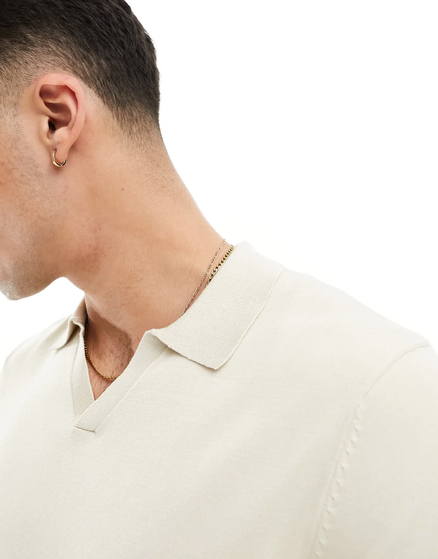 Selected Homme co-ord knitted revere polo in beige