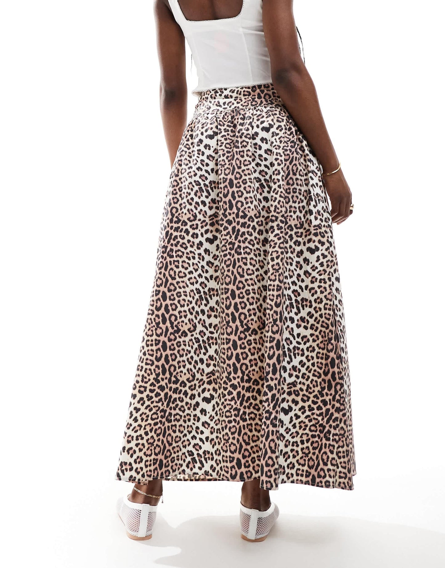 ASOS DESIGN dropped waist cotton maxi skirt in leopard print