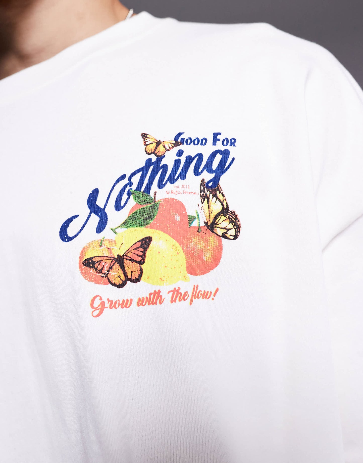 Good For Nothing graphic back t-shirt in off white