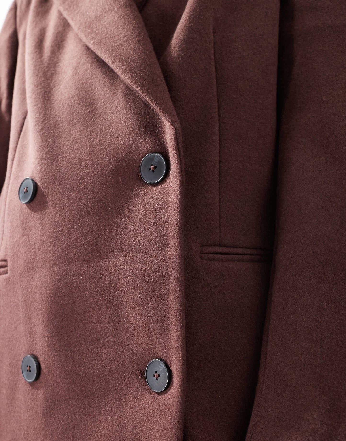 ASOS DESIGN strong shoulder dad coat in chocolate