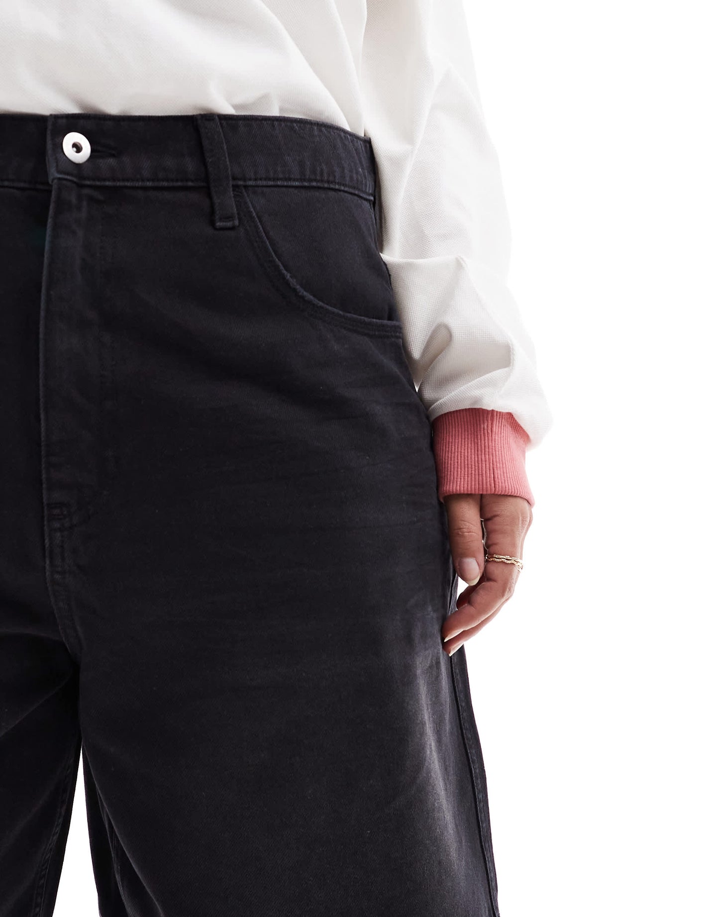 COLLUSION X002 Plus loose jorts in washed black