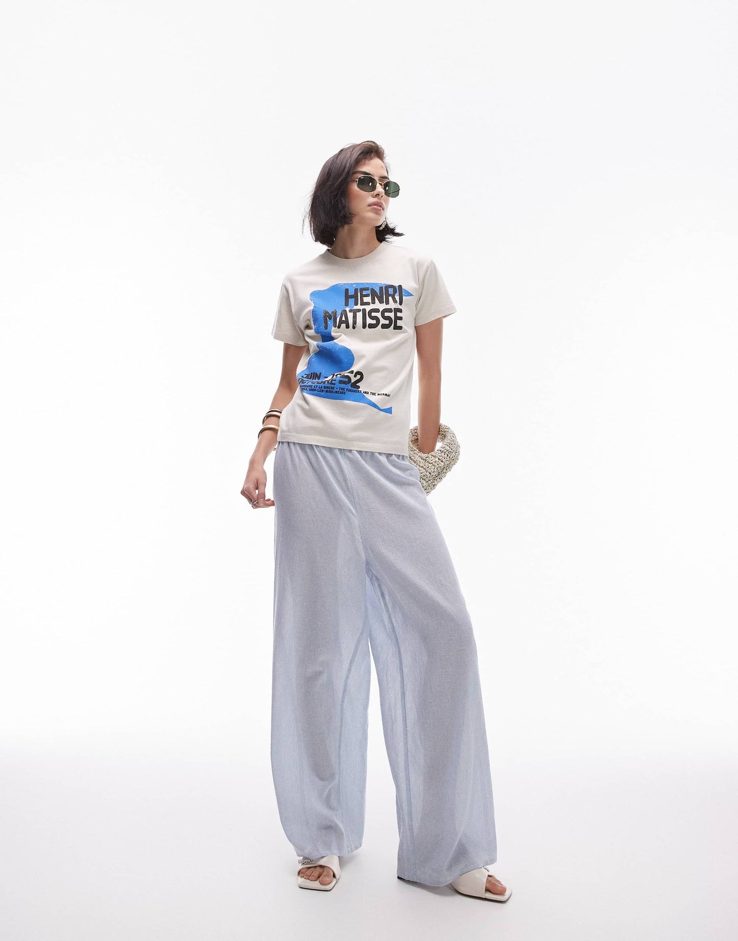 Topshop art musuem graphic Henri Matisse boxy tee in ecru