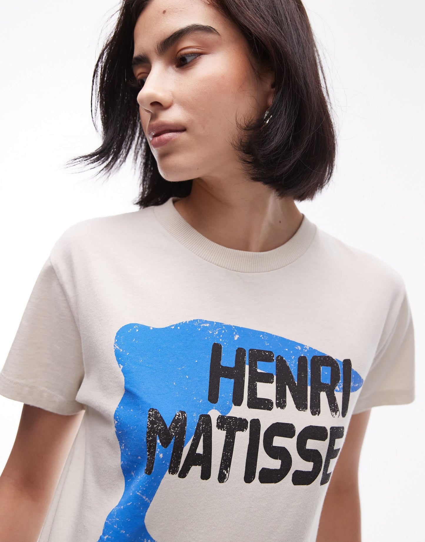 Topshop art musuem graphic Henri Matisse boxy tee in ecru