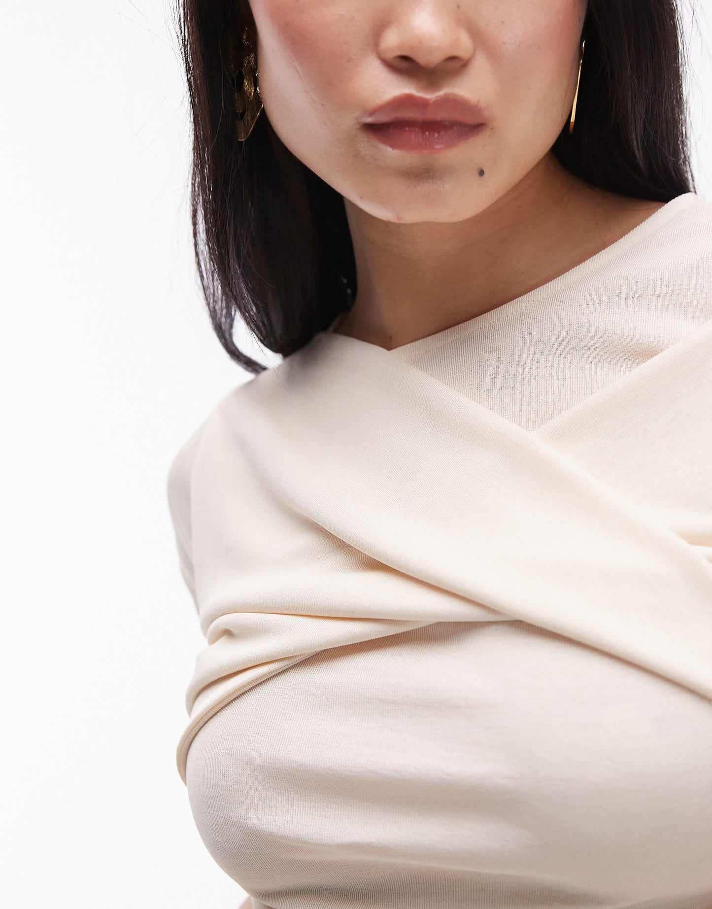 Topshop draped tee in off white